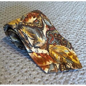 Enrico Guccini 100% Silk Paisley Men's Woven Handmade Pointed Tie Gold
